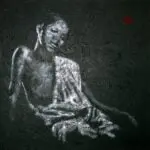 peinture fabien raveton 2003 jeune bonze assis 100x100 1