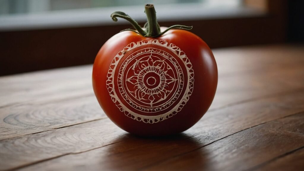 Mandala tatooed on tomato