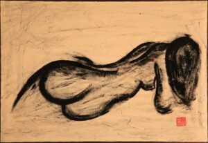 Peinture Fabien Raveton 2001 Muse allongee 90x60b scaled