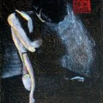 Peinture Fabien Raveton 2004 A la chandelle 30x40 1