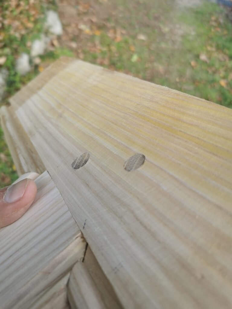 The hand learns the gesture: First steps in old-fashioned joinery 16 - Kerbeleg Menuiserie Travail exercice atelier tenon mortaise cheville chataignier CHEVILLAGE ()