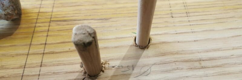 Menuiserie Travail exercice atelier tenon mortaise cheville chataignier porte ()